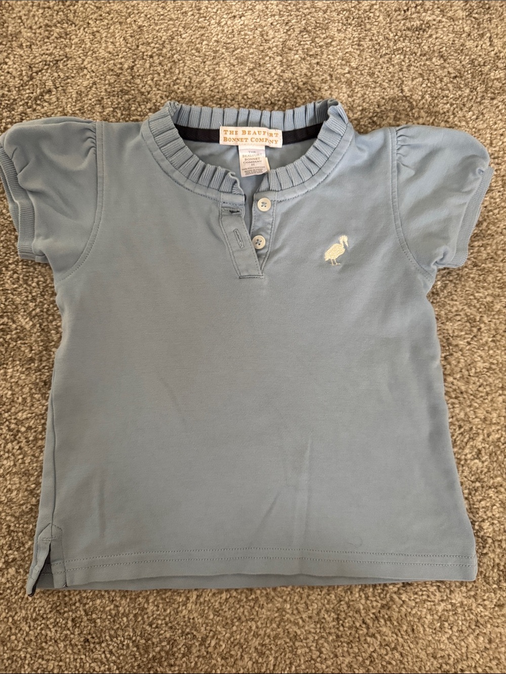 The Beaufort Bonnet Company Light Blue Girls' Polo with Ruffled Collar